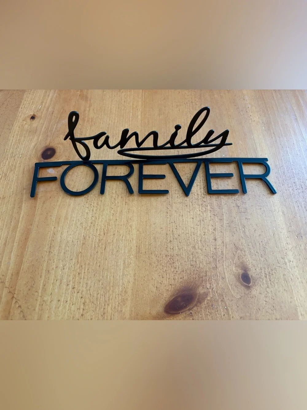 Pottery Barn Family Forever Metal Sign, Black, Brand New